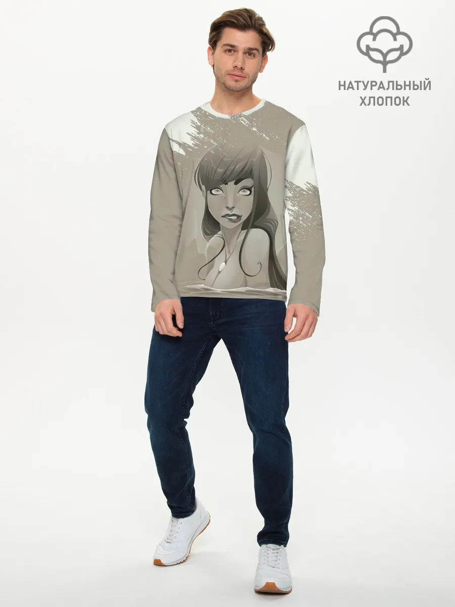 Мужской лонгслив базовый / Красивая русалка | Beautiful mermaid