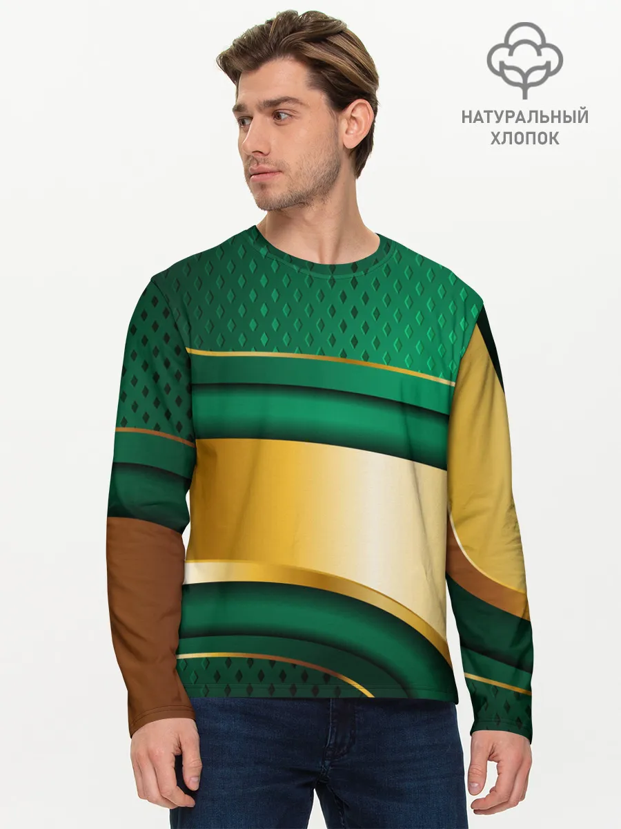 Мужской лонгслив базовый / GREEN GOLD 3D