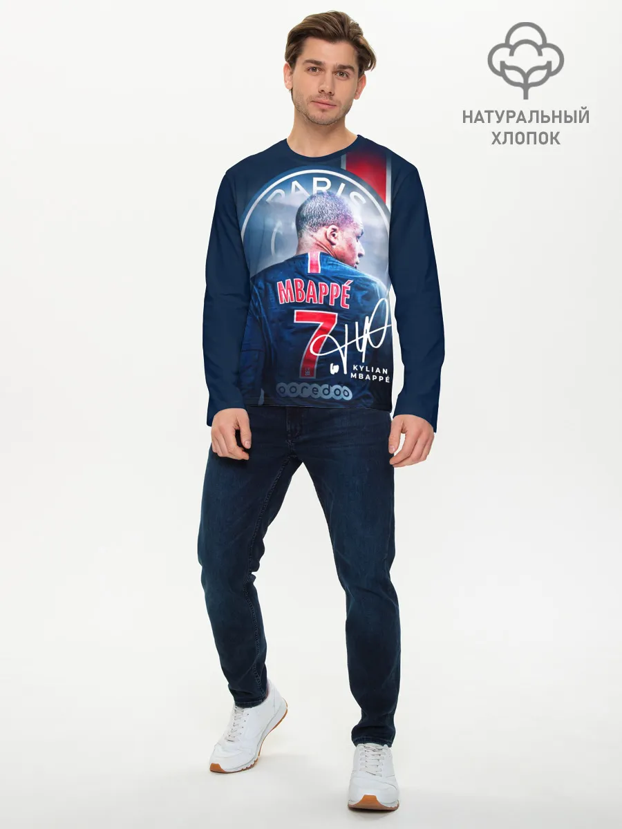 Мужской лонгслив базовый / Килиан Мбаппе, PSG