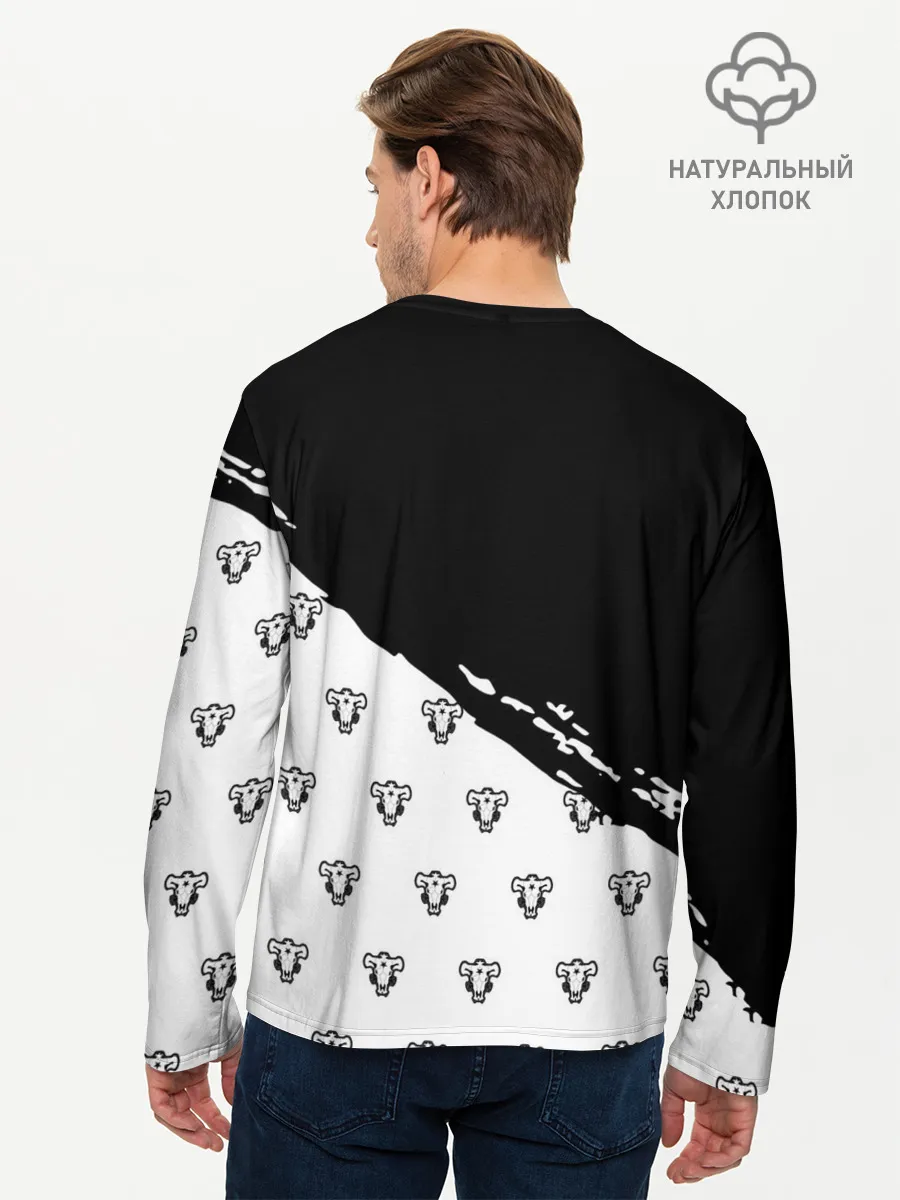 Мужской лонгслив базовый / Черные быки | Чёрный клевер