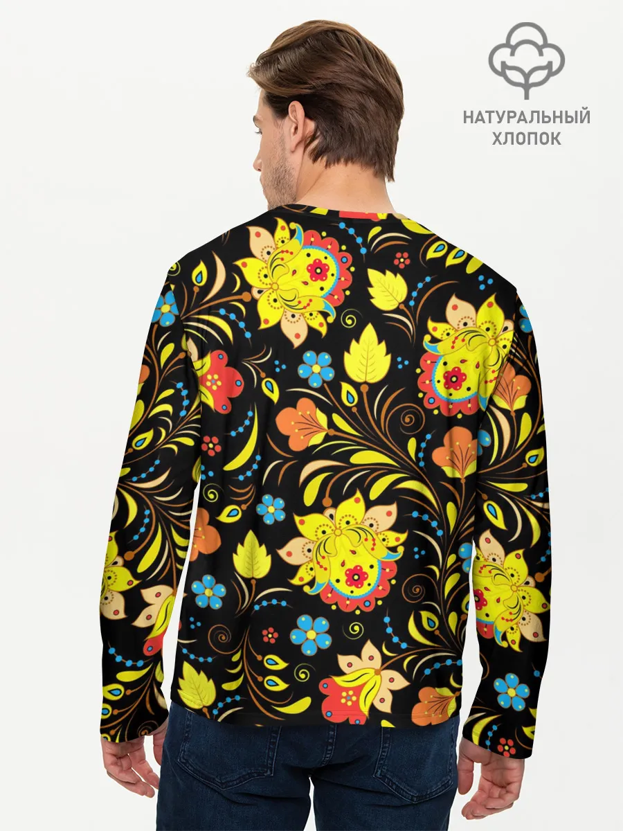 Мужской лонгслив базовый / РОСПИСЬ УЗОР ХОХЛОМА