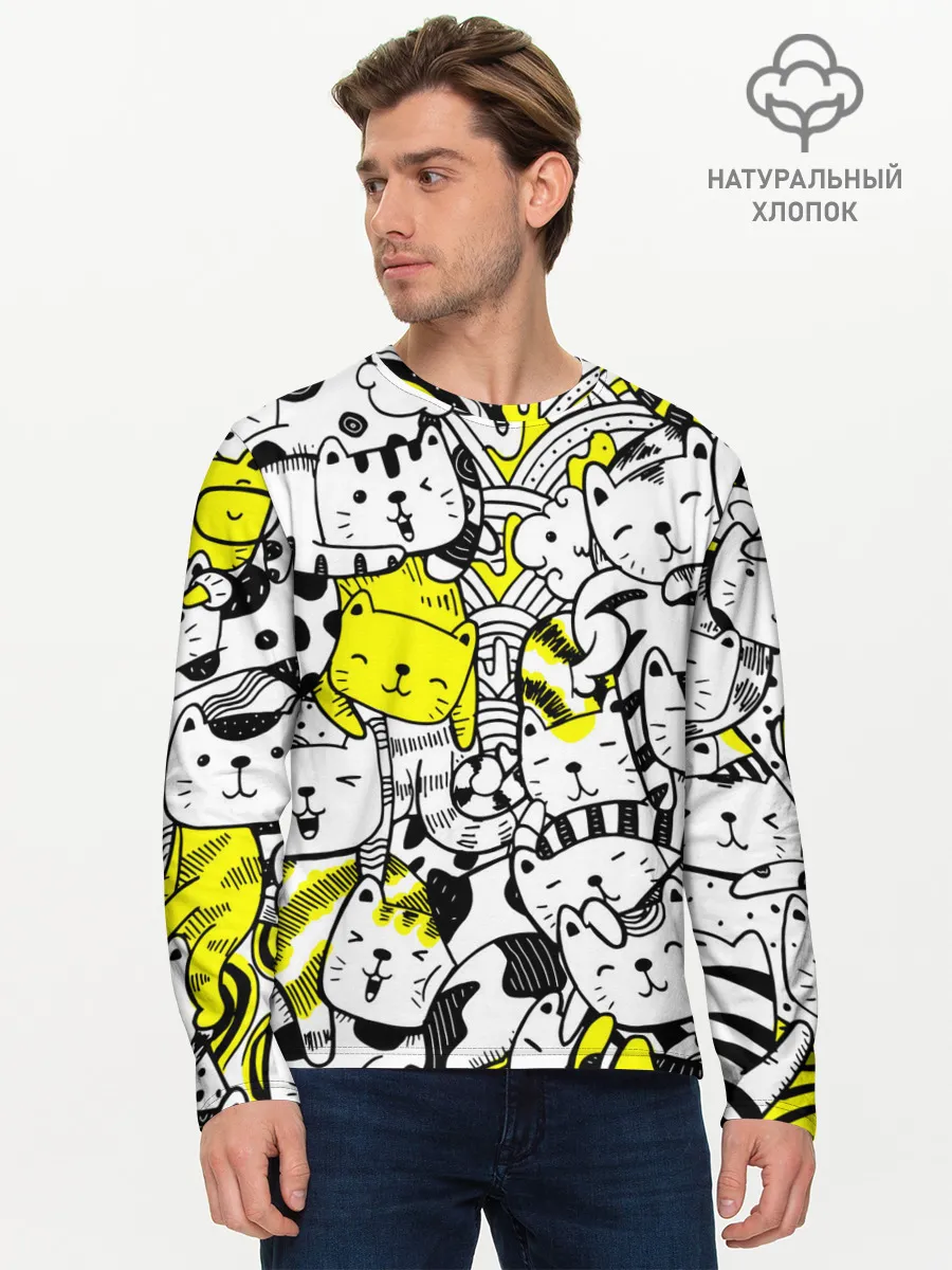 Мужской лонгслив базовый / Котики