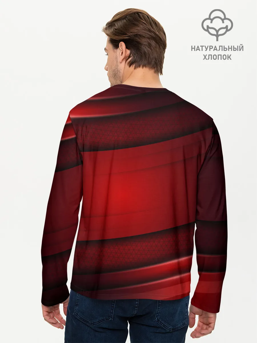 Мужской лонгслив базовый / 3D red Абстрактные линии