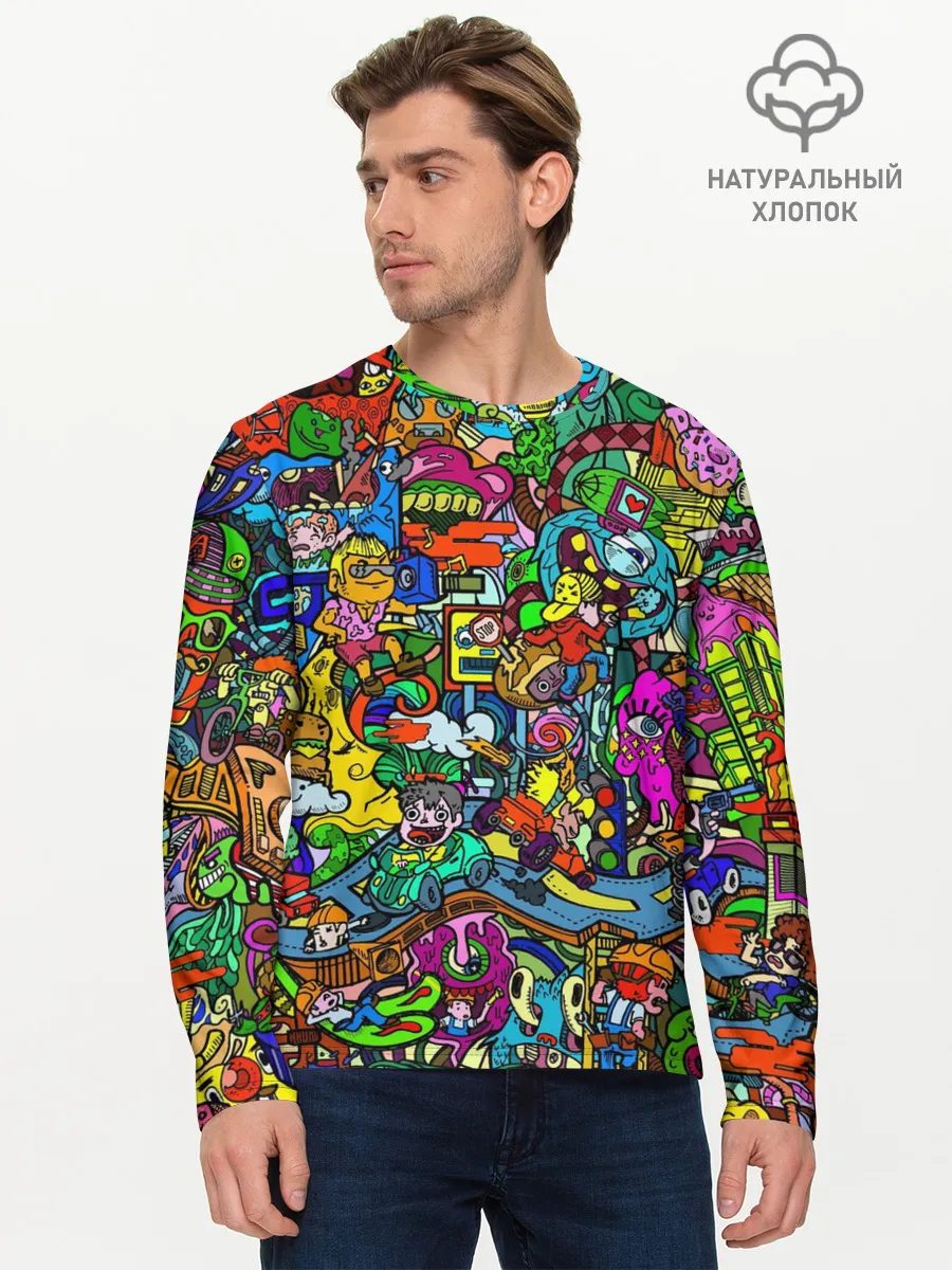 Мужской лонгслив базовый / Веселые узоры