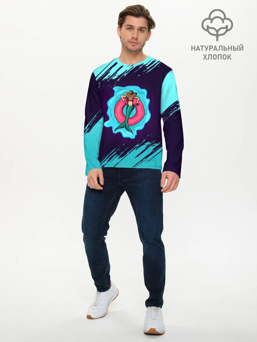Мужской лонгслив базовый / Русалка на отдыхе | Mermaid