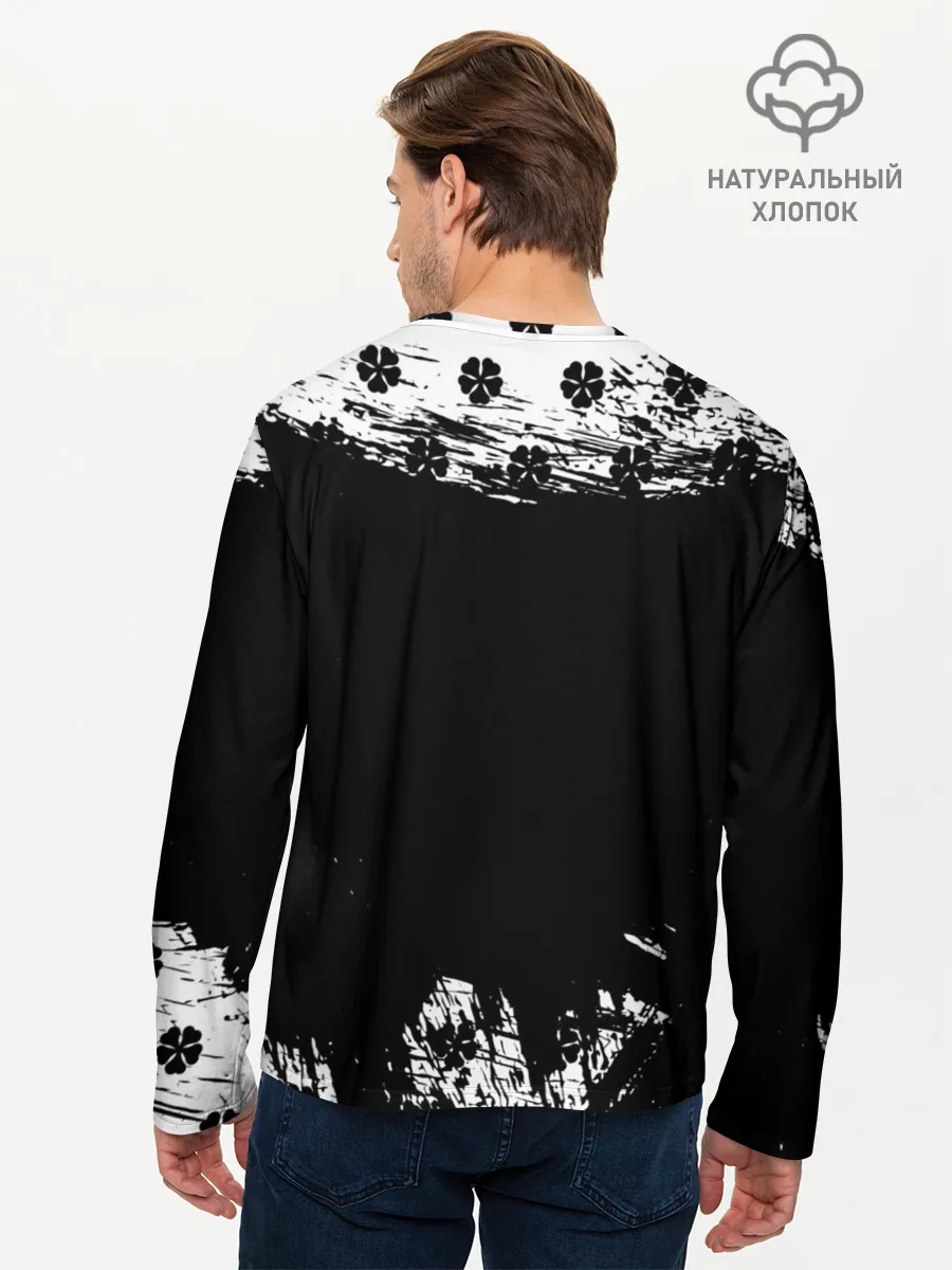Мужской лонгслив базовый / Чёрный клевер череп демона