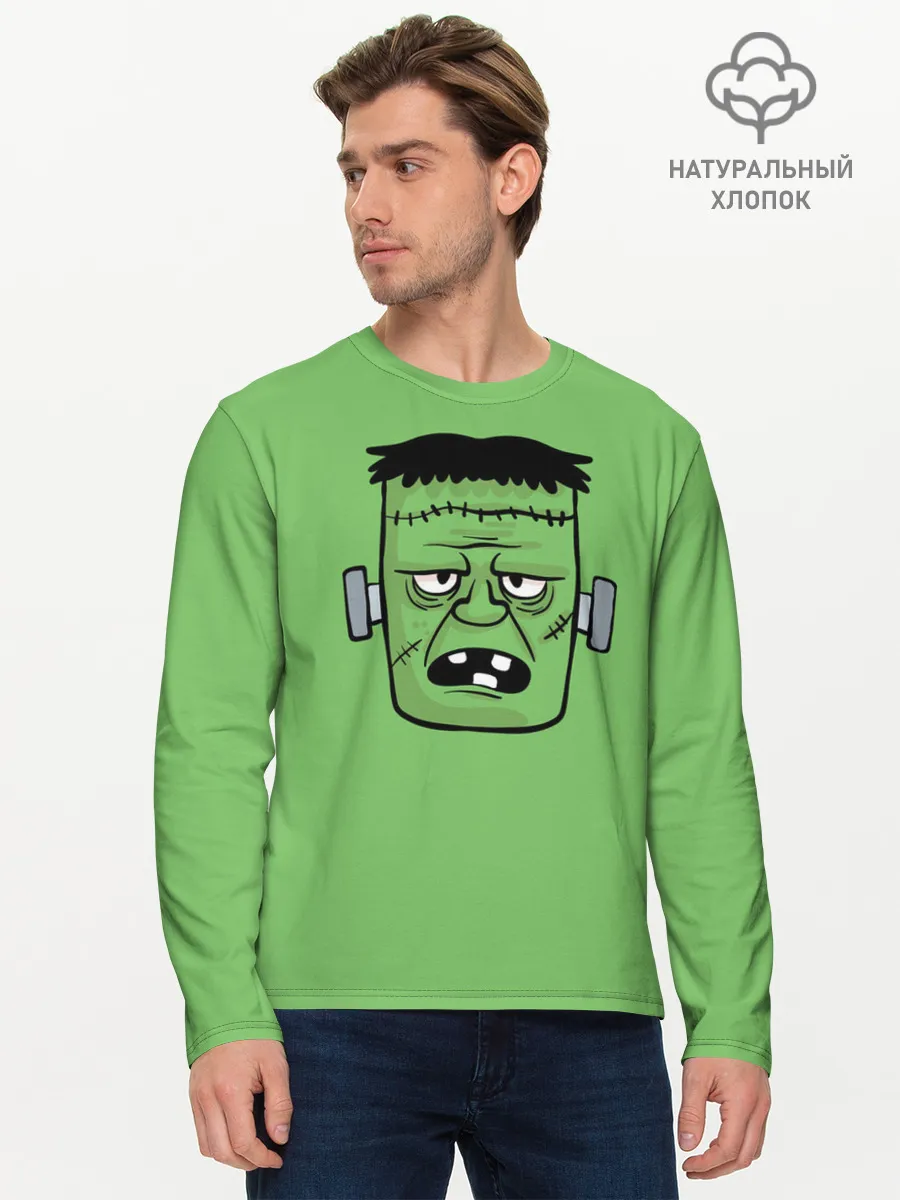 Мужской лонгслив базовый / Зеленый Франкенштейн