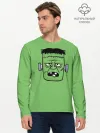 Мужской лонгслив базовый / Зеленый Франкенштейн