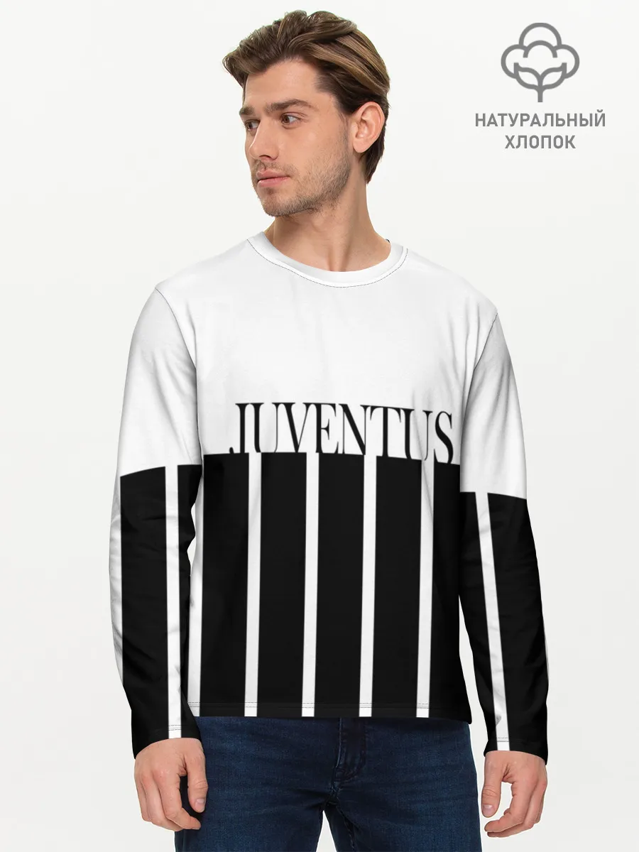 Мужской лонгслив базовый / Juventus | Tee Black and White