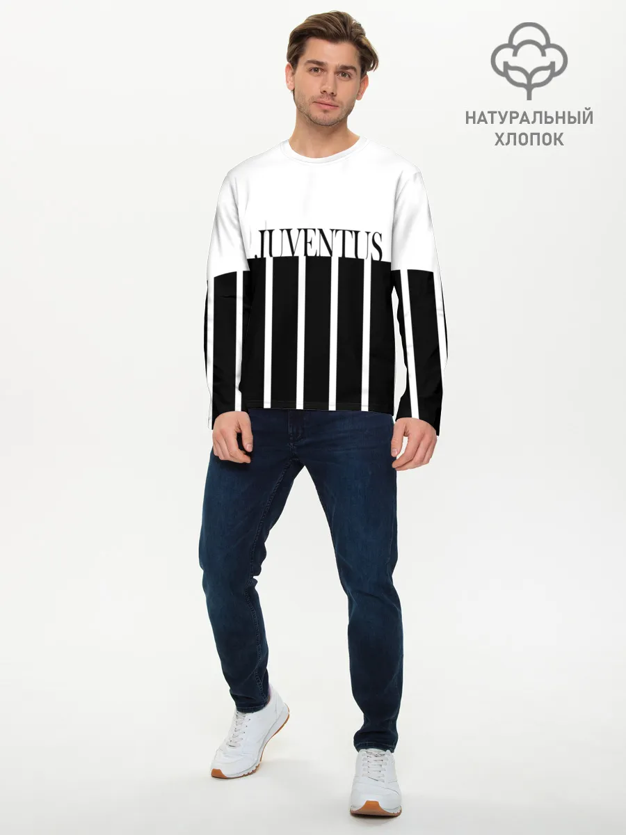 Мужской лонгслив базовый / Juventus | Tee Black and White