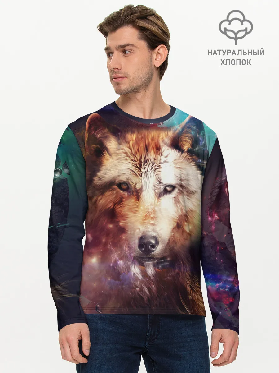 Мужской лонгслив базовый / Красивый волк