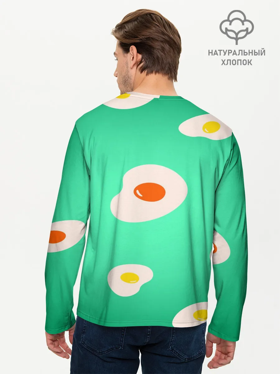 Мужской лонгслив базовый / Яйца на Зеленом Фоне