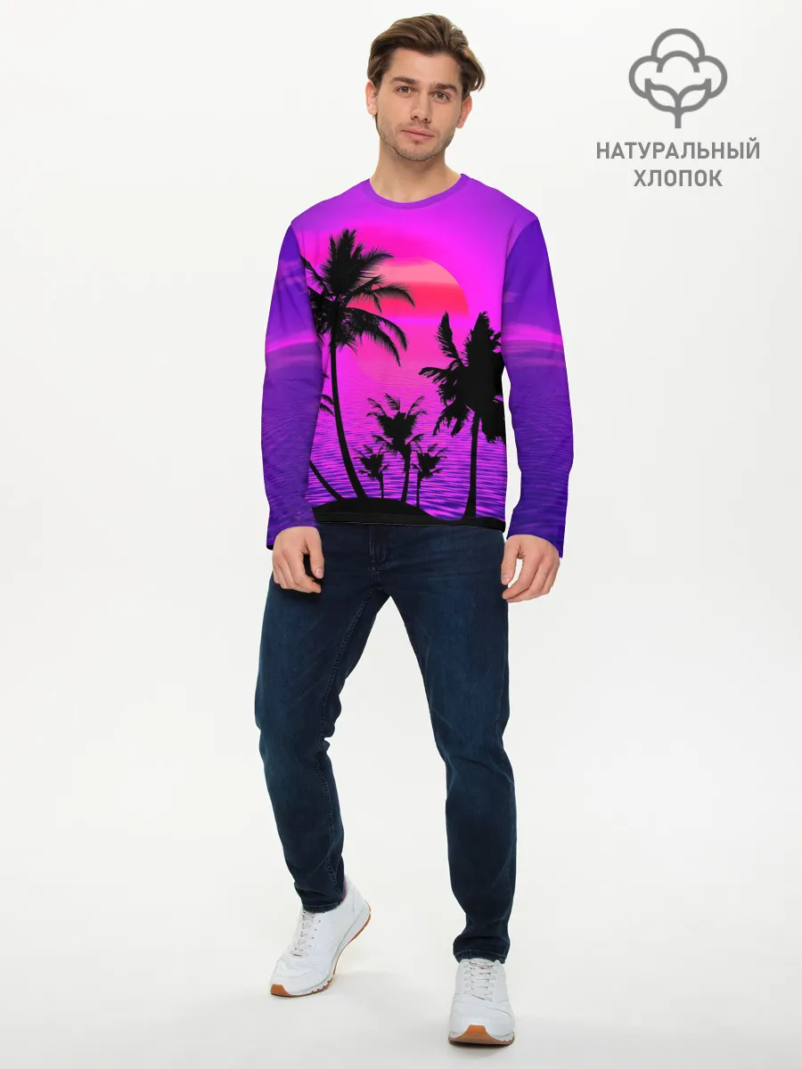 Мужской лонгслив базовый / Неоновый Закат