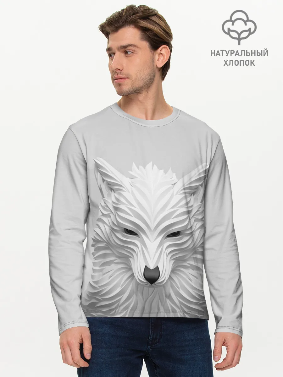 Мужской лонгслив базовый / БЕЛЫЙ ВОЛК