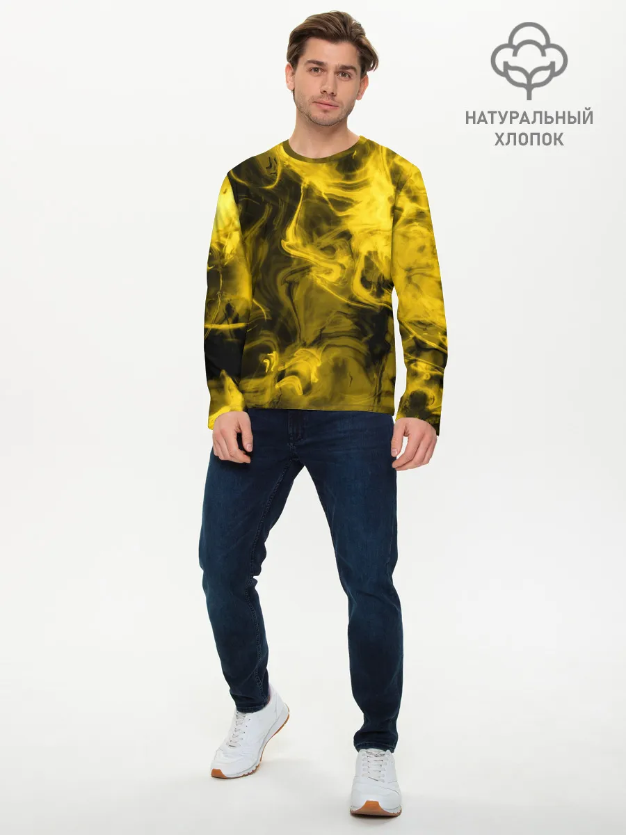Мужской лонгслив базовый / Желтый Неоновый Дым