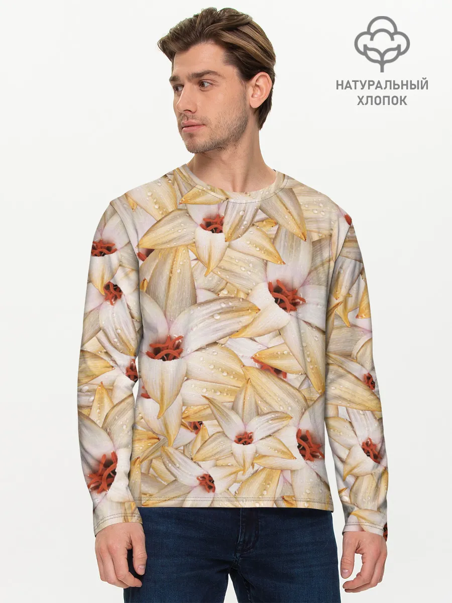 Мужской лонгслив базовый / Яркие Цветы
