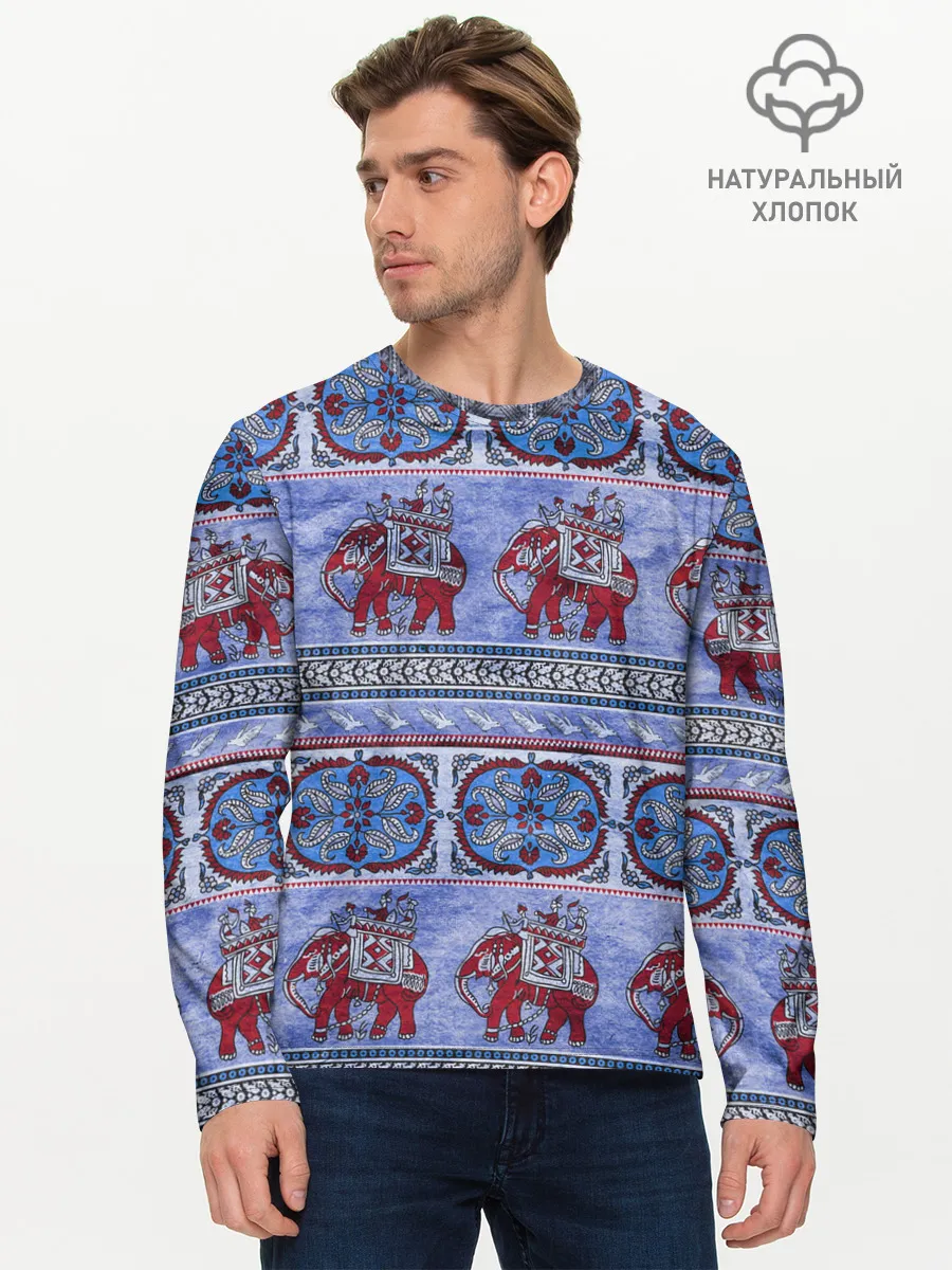 Мужской лонгслив базовый / Индийский Орнамент