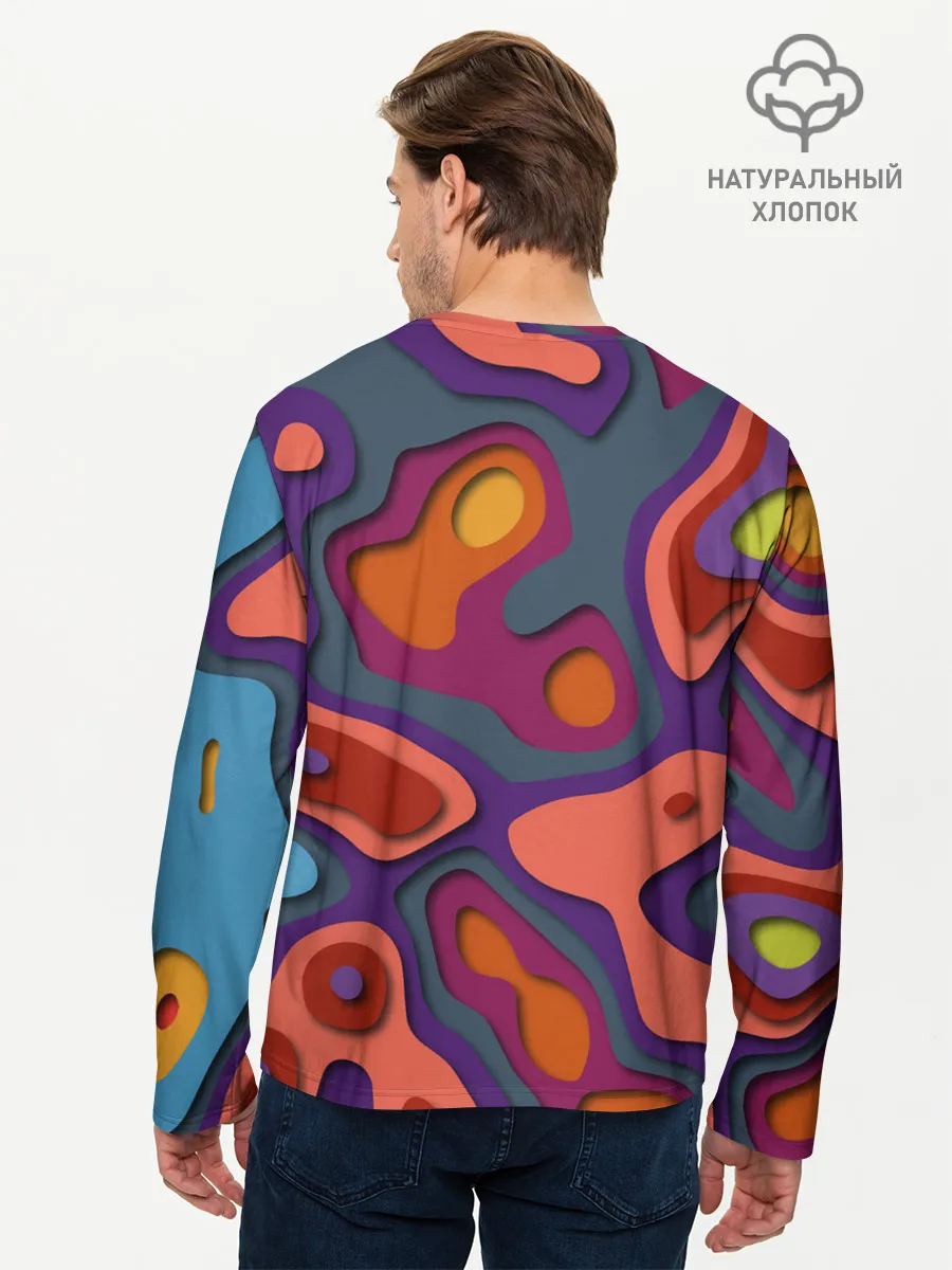 Мужской лонгслив базовый / РазноцВетная абстракция