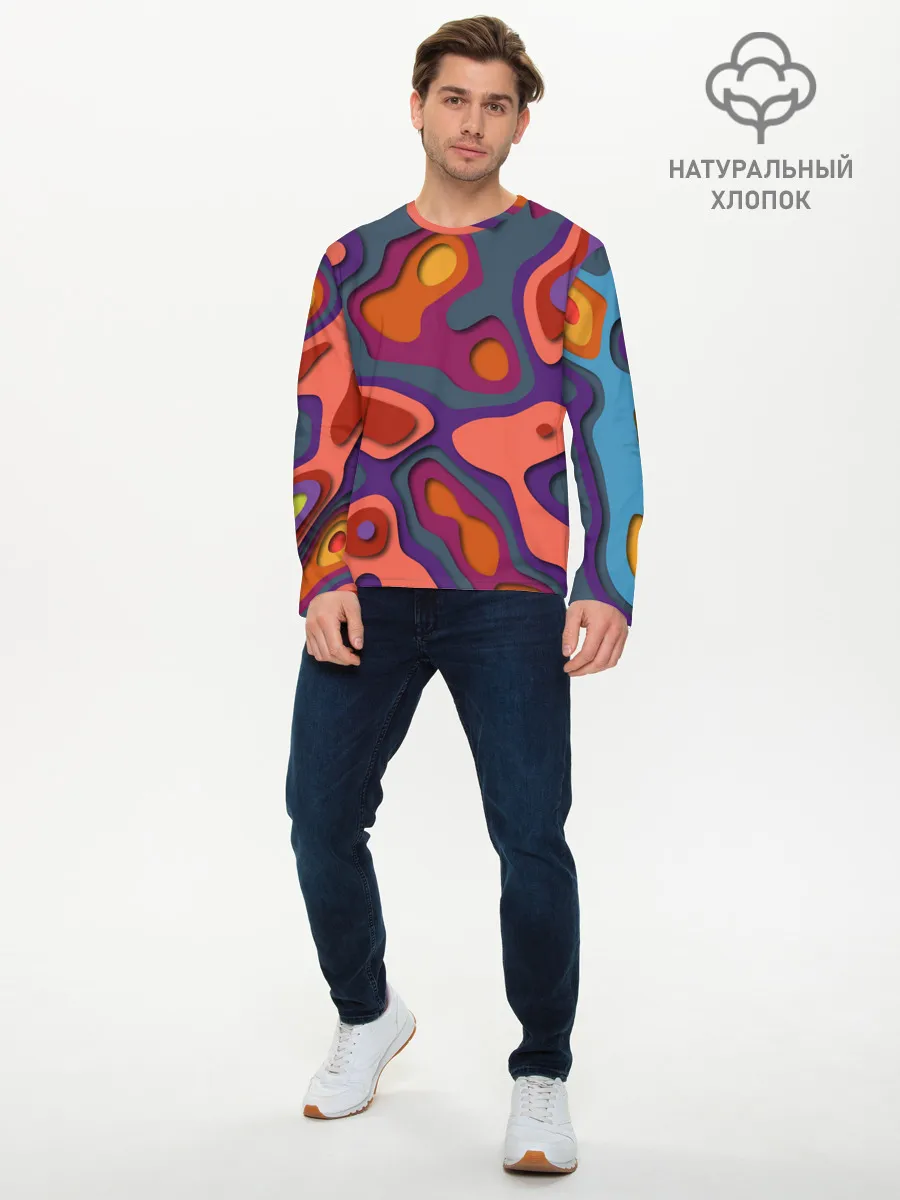Мужской лонгслив базовый / РазноцВетная абстракция