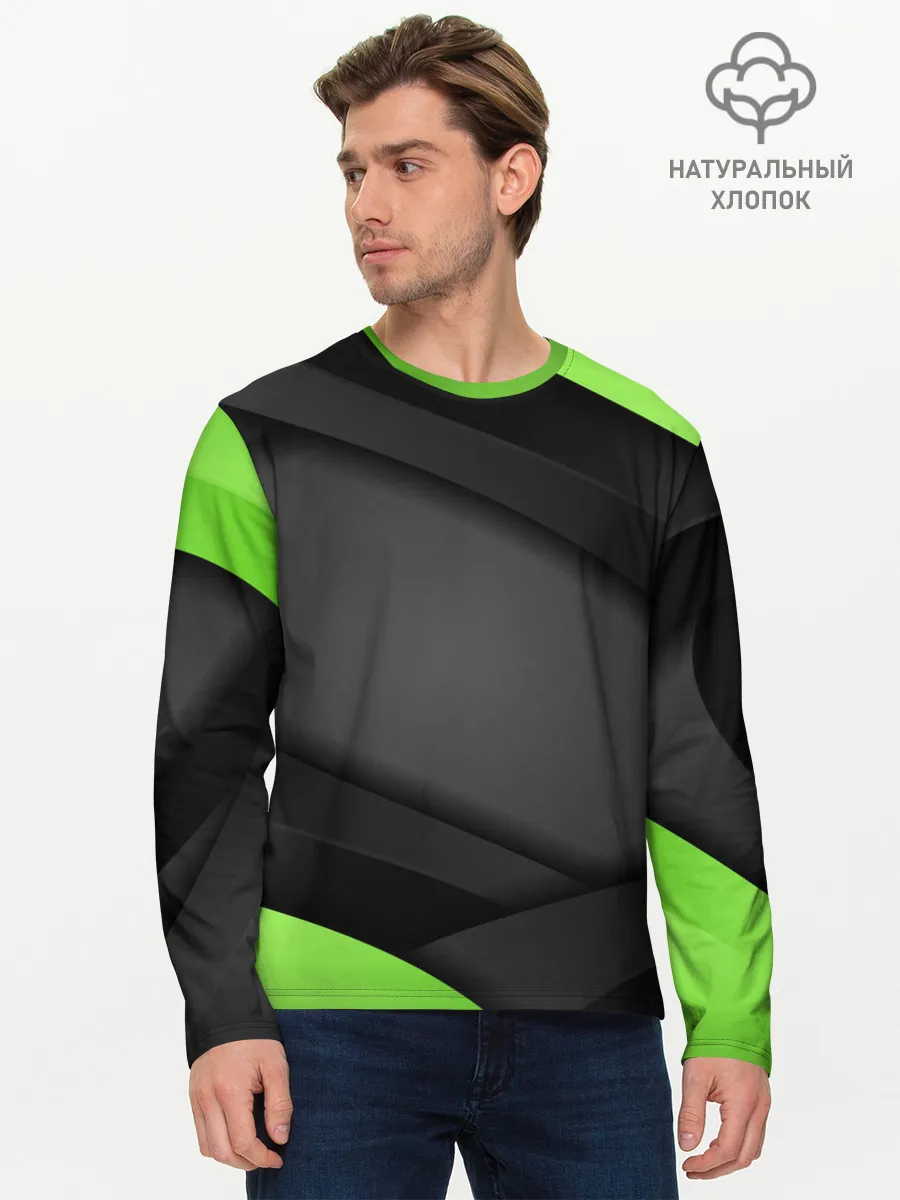Мужской лонгслив базовый / Green / Black