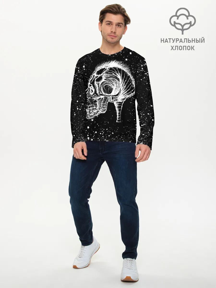 Мужской лонгслив базовый / Череп Зверь и Брызги