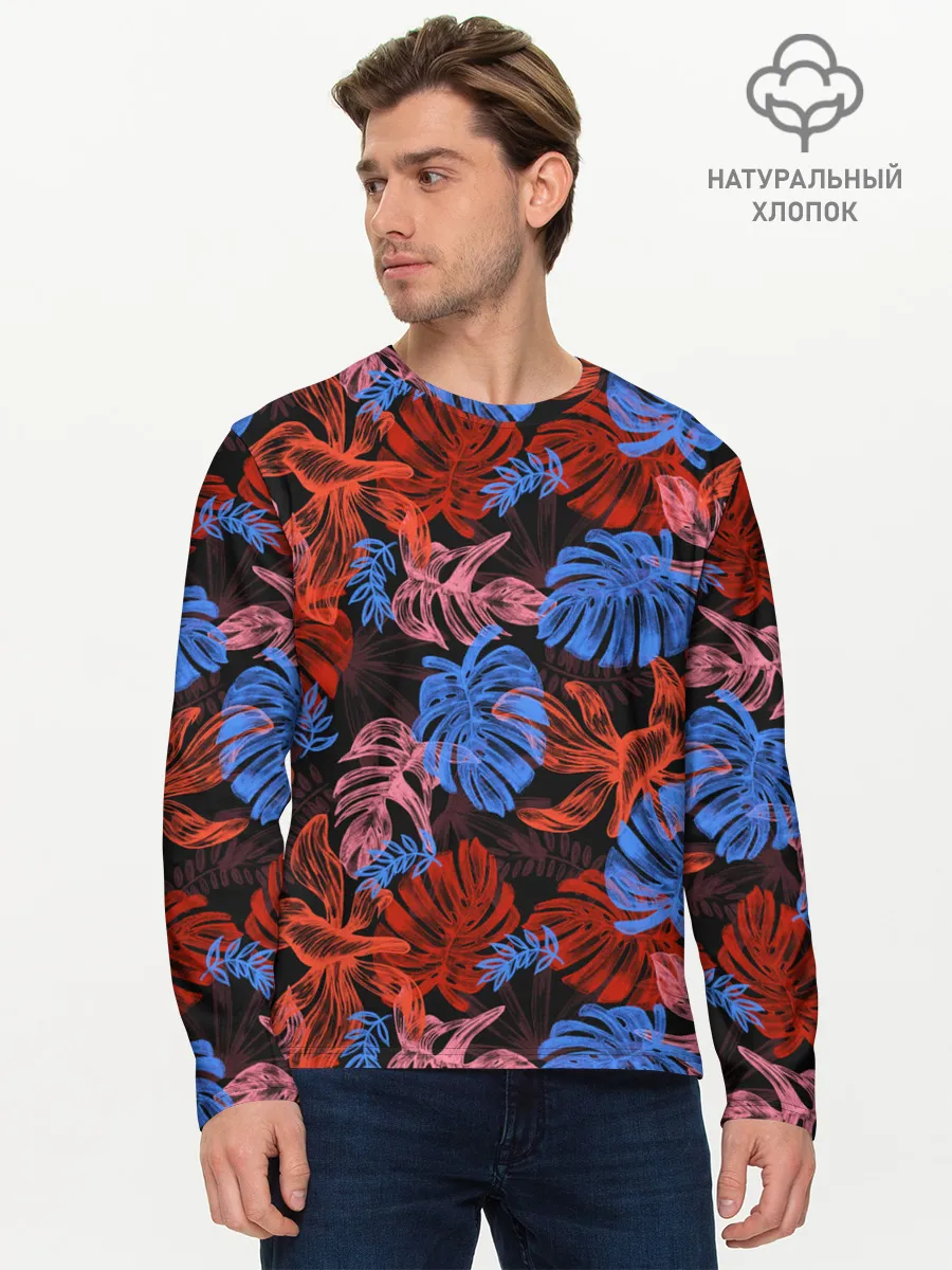 Мужской лонгслив базовый / Неоновые Тропики