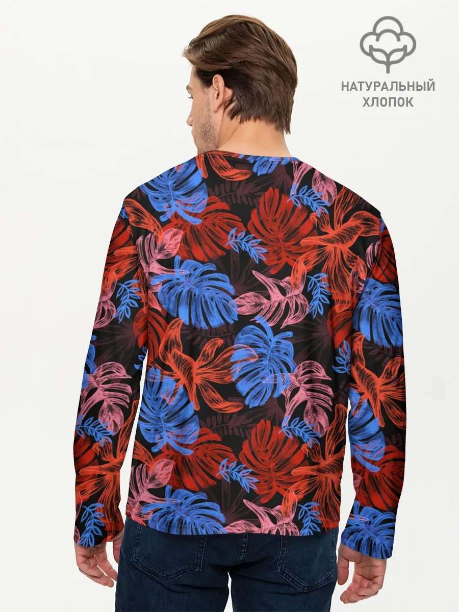 Мужской лонгслив базовый / Неоновые Тропики
