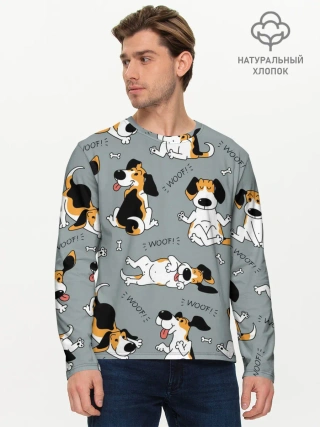 Мужской лонгслив базовый / Собаки Бигли