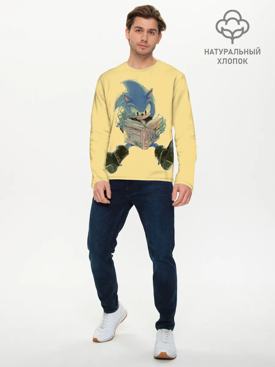 Мужской лонгслив базовый / Соник с книжкой
