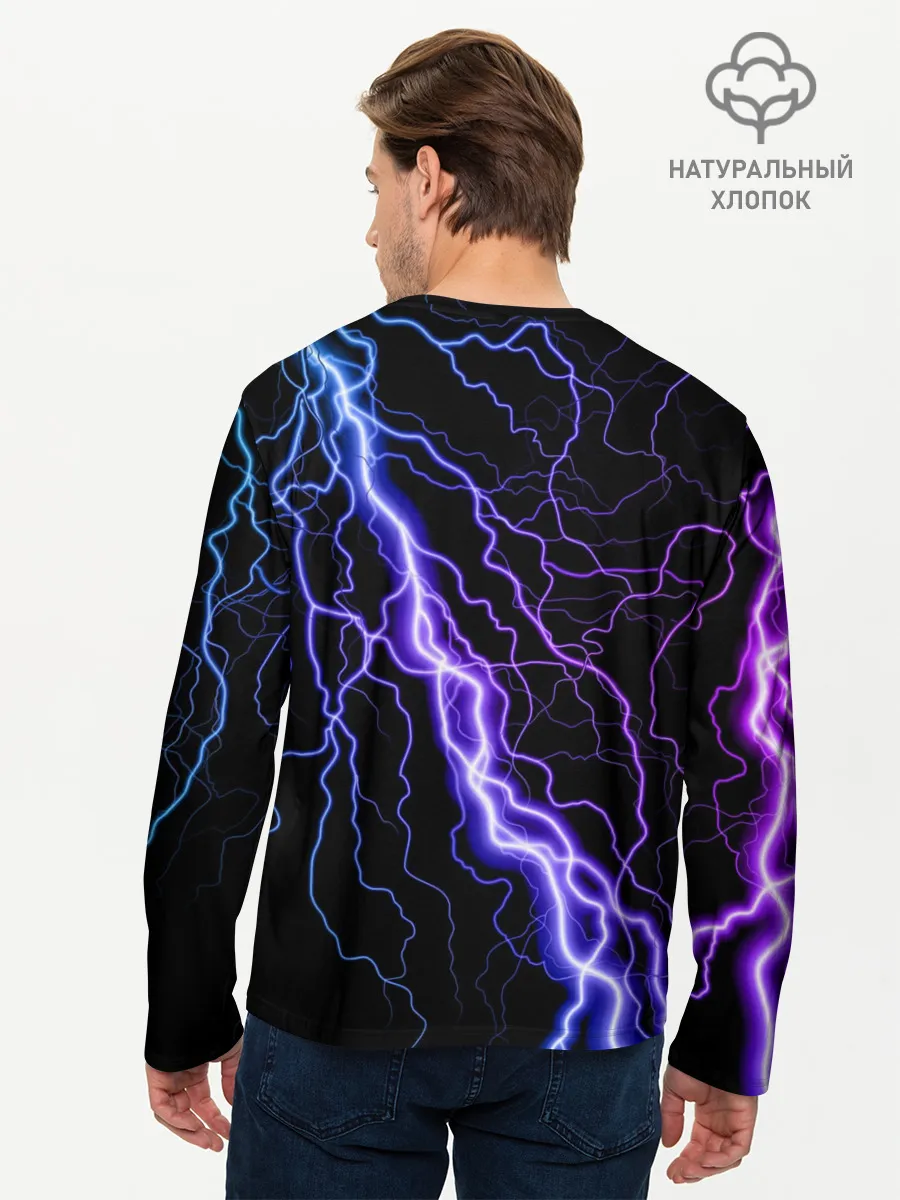 Мужской лонгслив базовый / НЕОНОВАЯ МОЛНИЯ / ГРОЗА