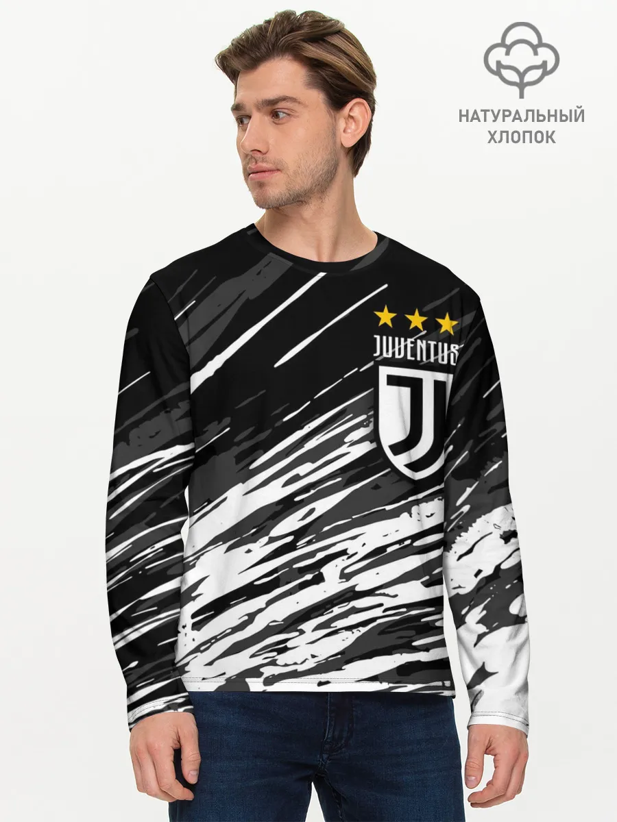 Мужской лонгслив базовый / JUVENTUS / ЮВЕНТУС / БРЫЗГИ