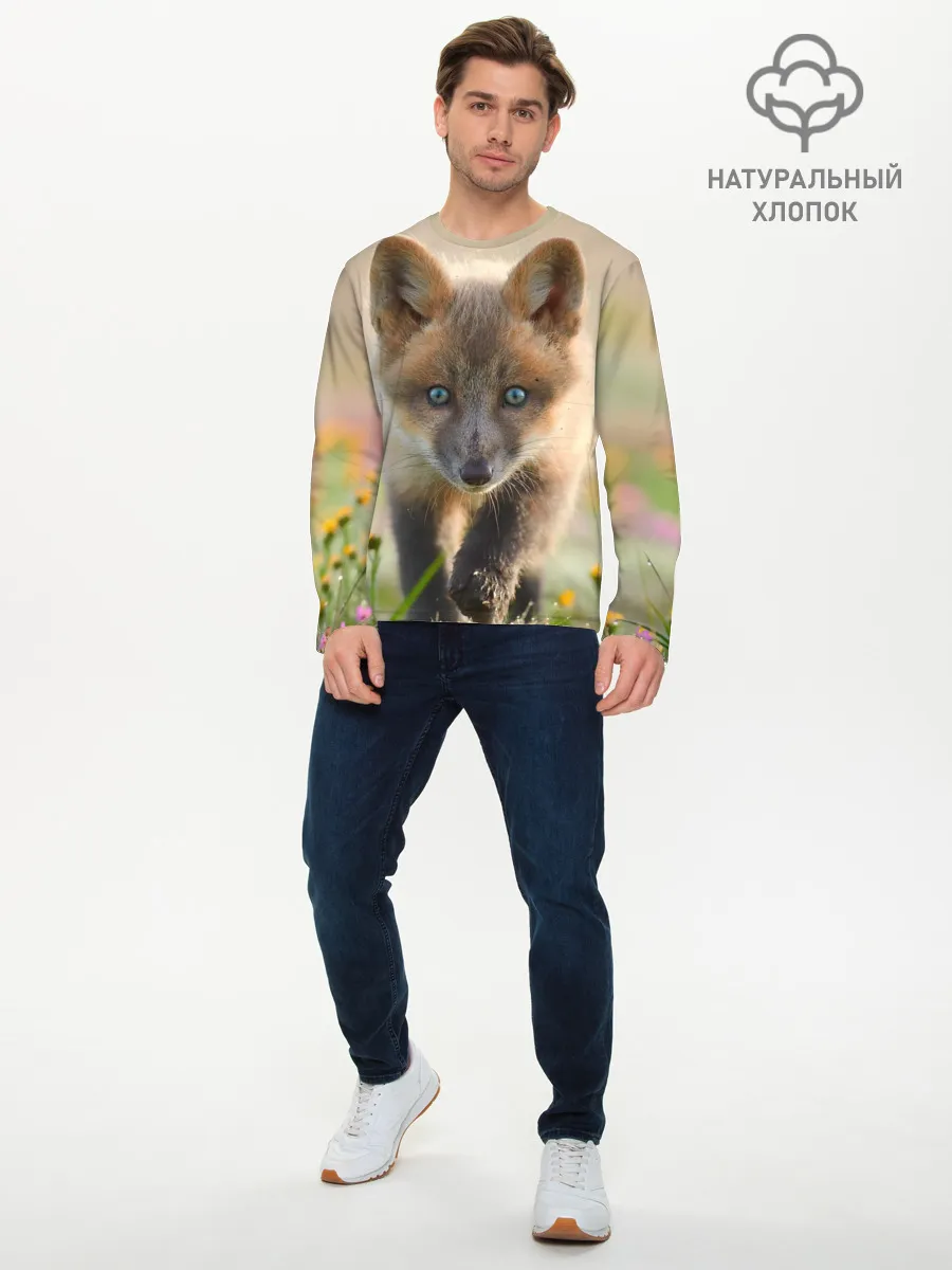 Мужской лонгслив базовый / Лисичка