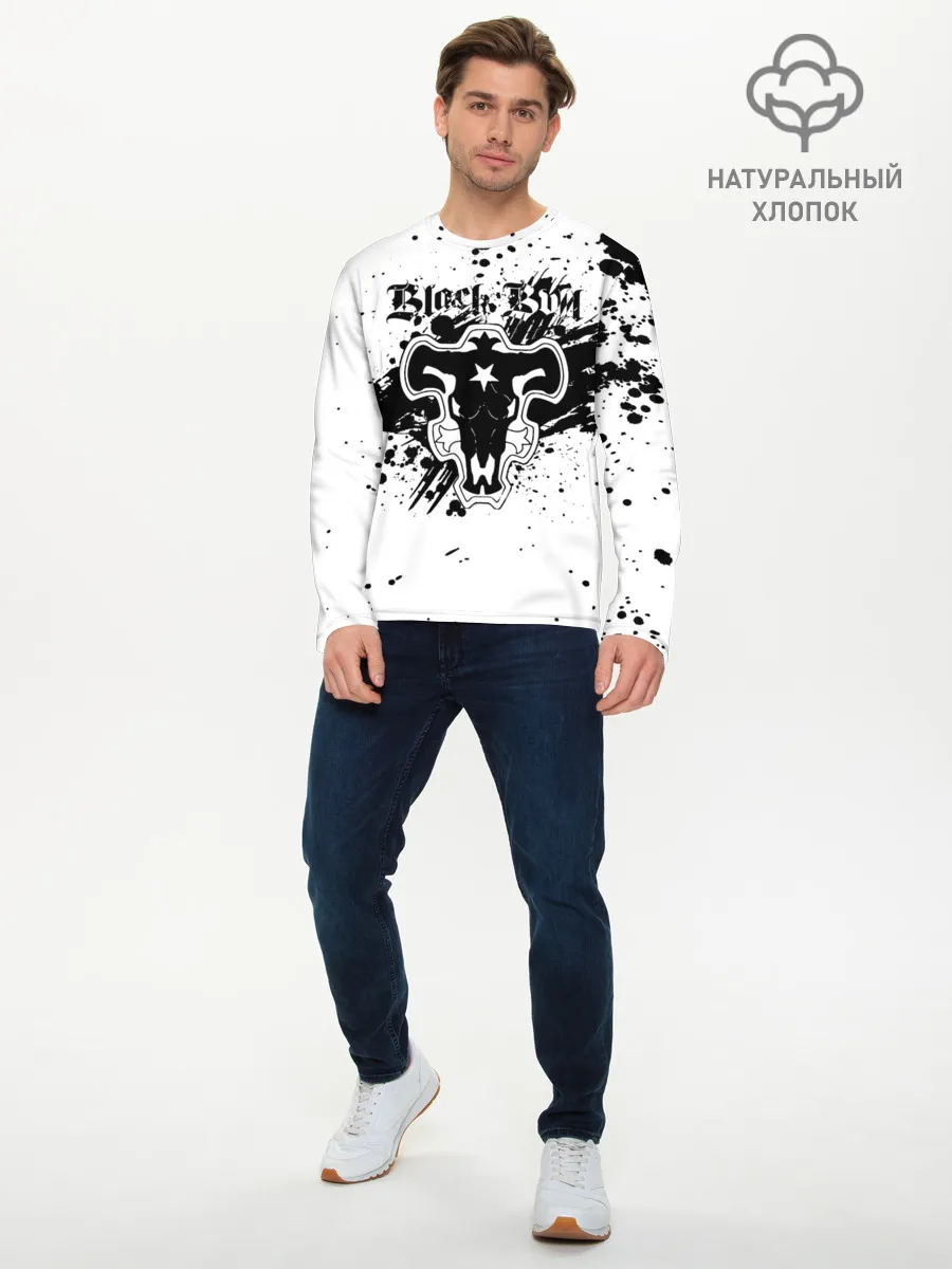 Мужской лонгслив базовый / Черные быки брызги Чёрный клевер