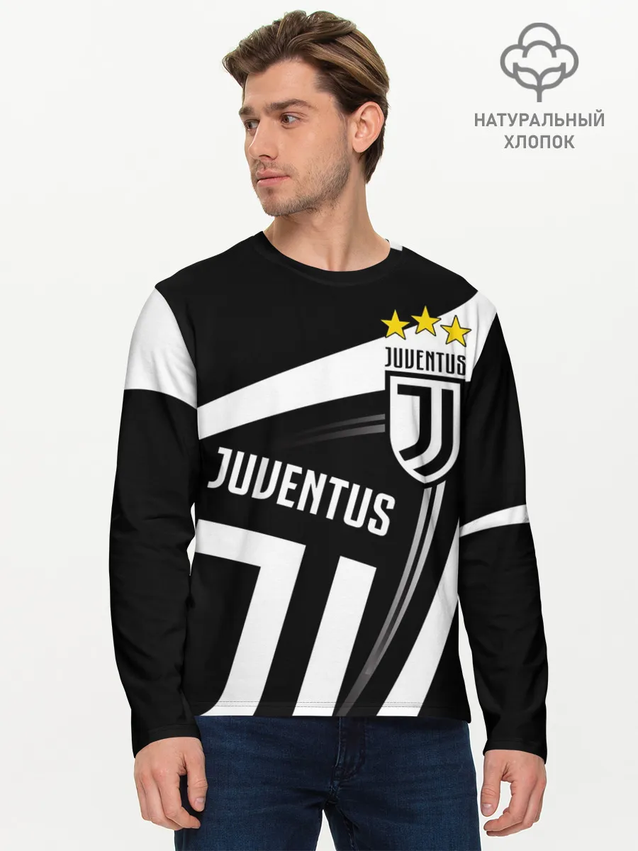 Мужской лонгслив базовый / JUVENTUS / ЮВЕНТУС / ПОЛОСЫ