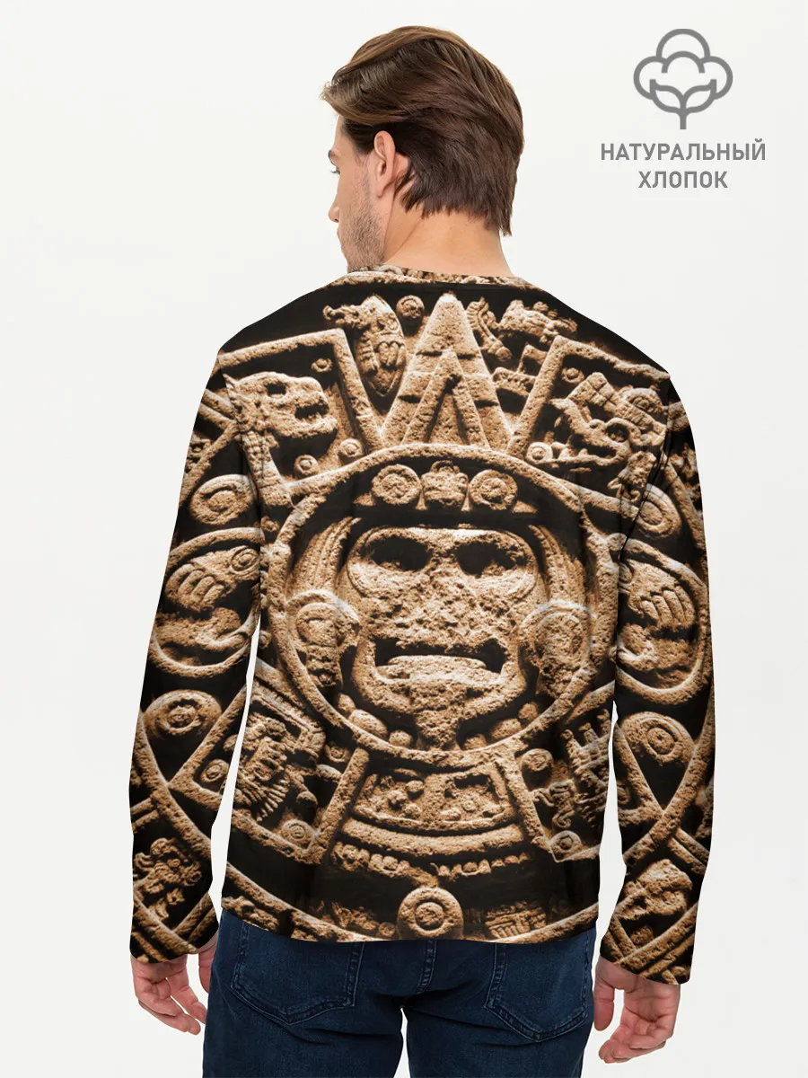 Мужской лонгслив базовый / Ацтекский Календарь