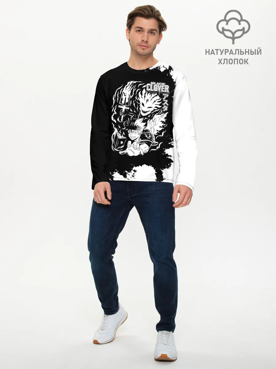 Мужской лонгслив базовый / Чёрный клевер Аста и демон Либе