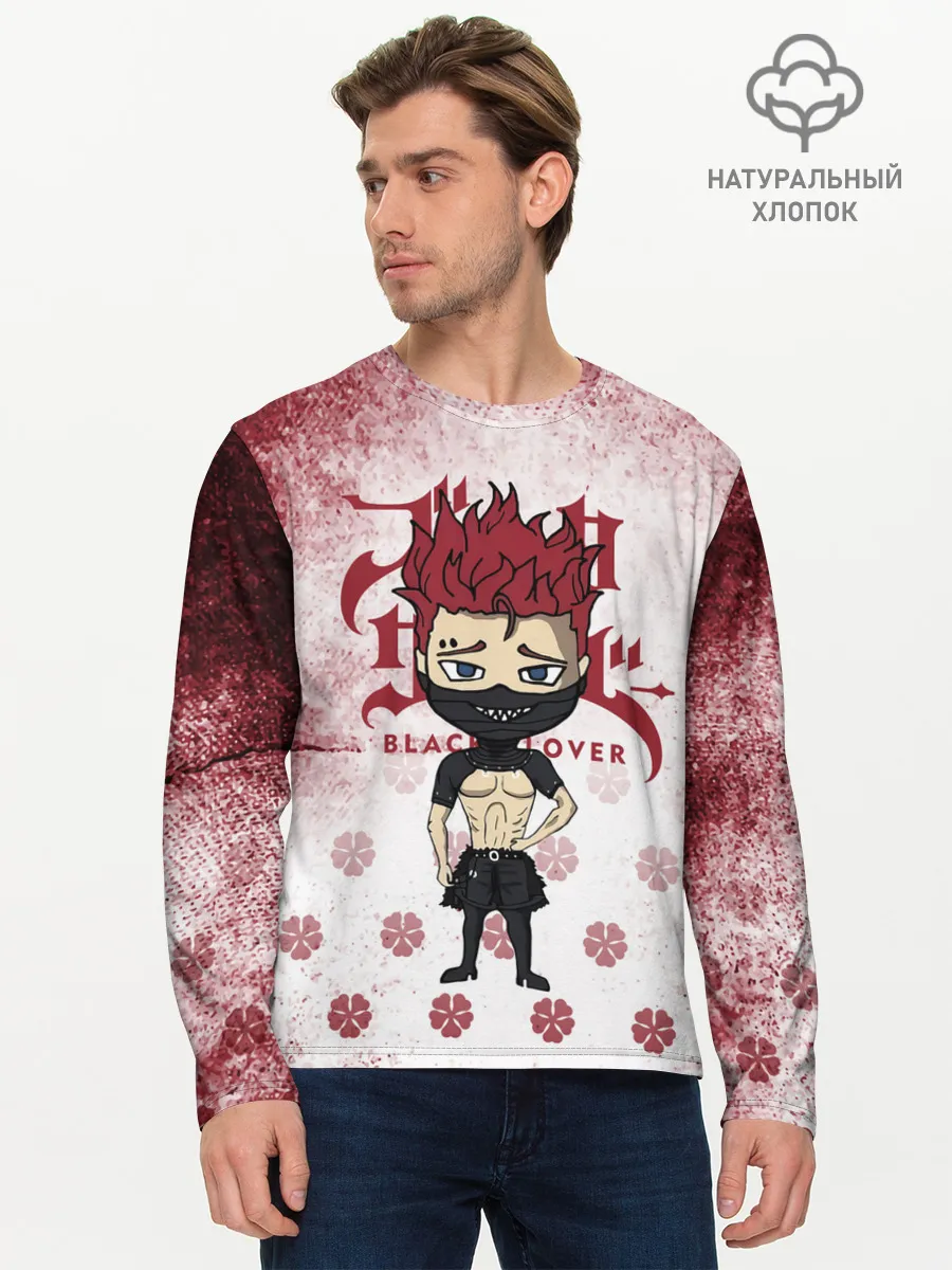 Мужской лонгслив базовый / Зора Идеаре Чёрный клевер