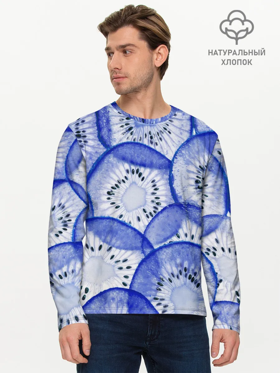 Мужской лонгслив базовый / Синий Киви