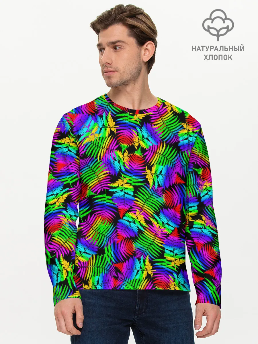 Мужской лонгслив базовый / Неоновый папоротник