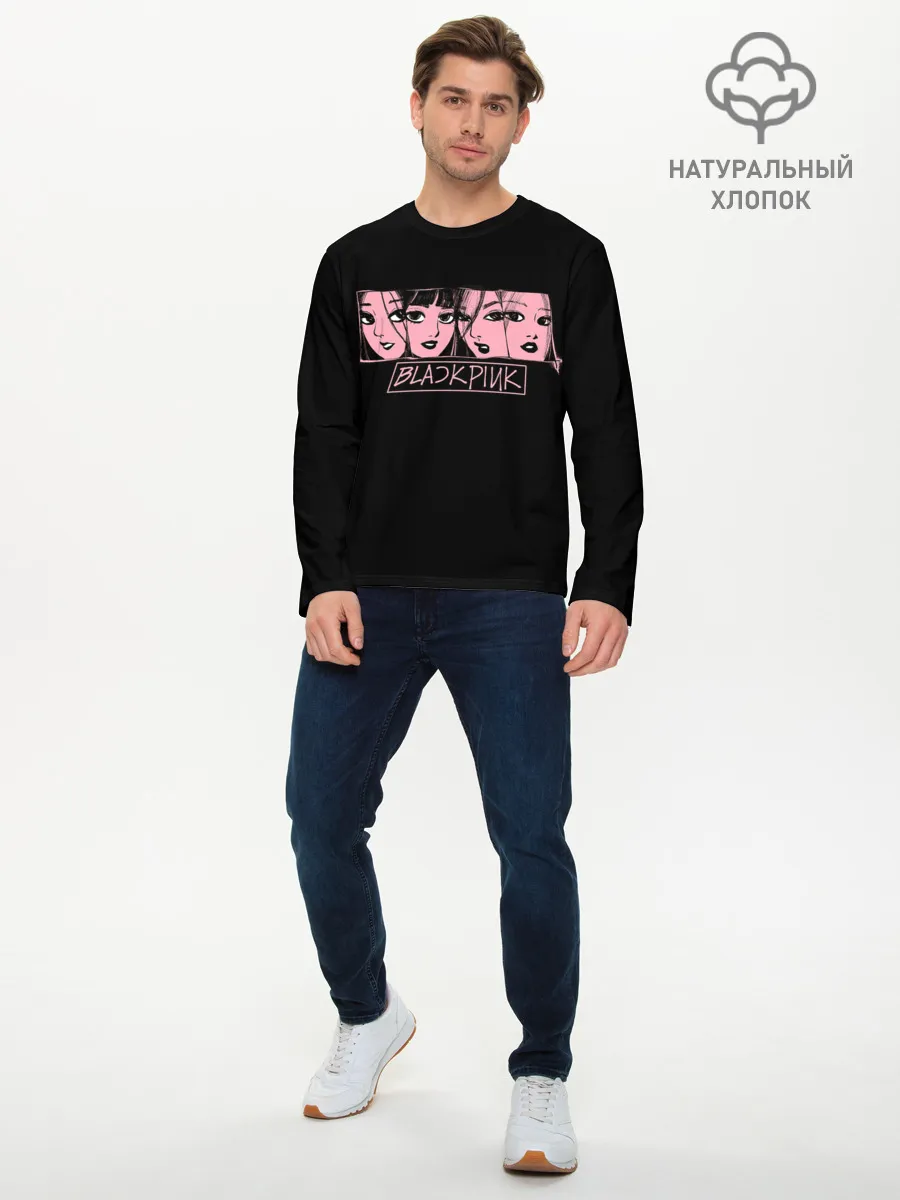 Мужской лонгслив базовый / Black Pink Art
