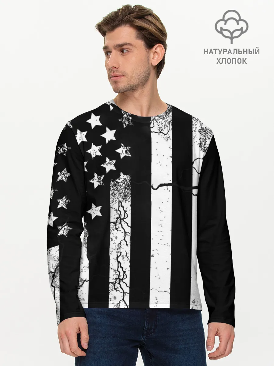 Мужской лонгслив базовый / ЗВЕЗДНО-ПОЛОСАТЫЙ