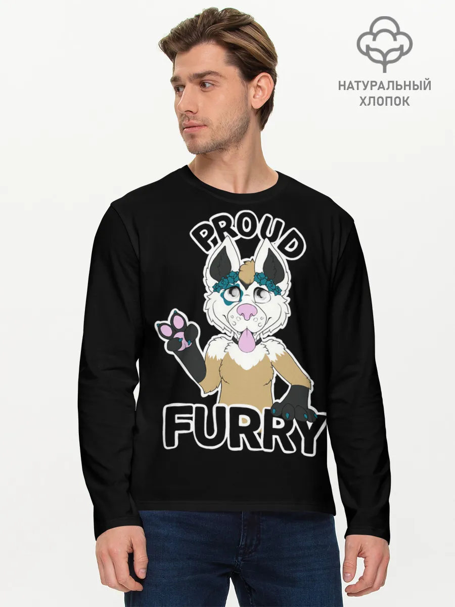 Мужской лонгслив базовый / Furry wolf