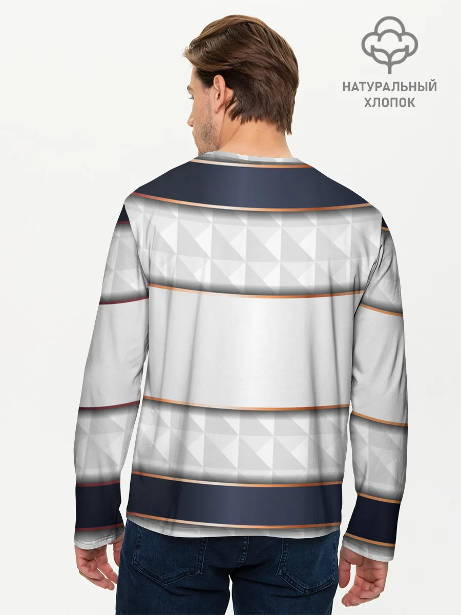 Мужской лонгслив базовый / White 3d lines