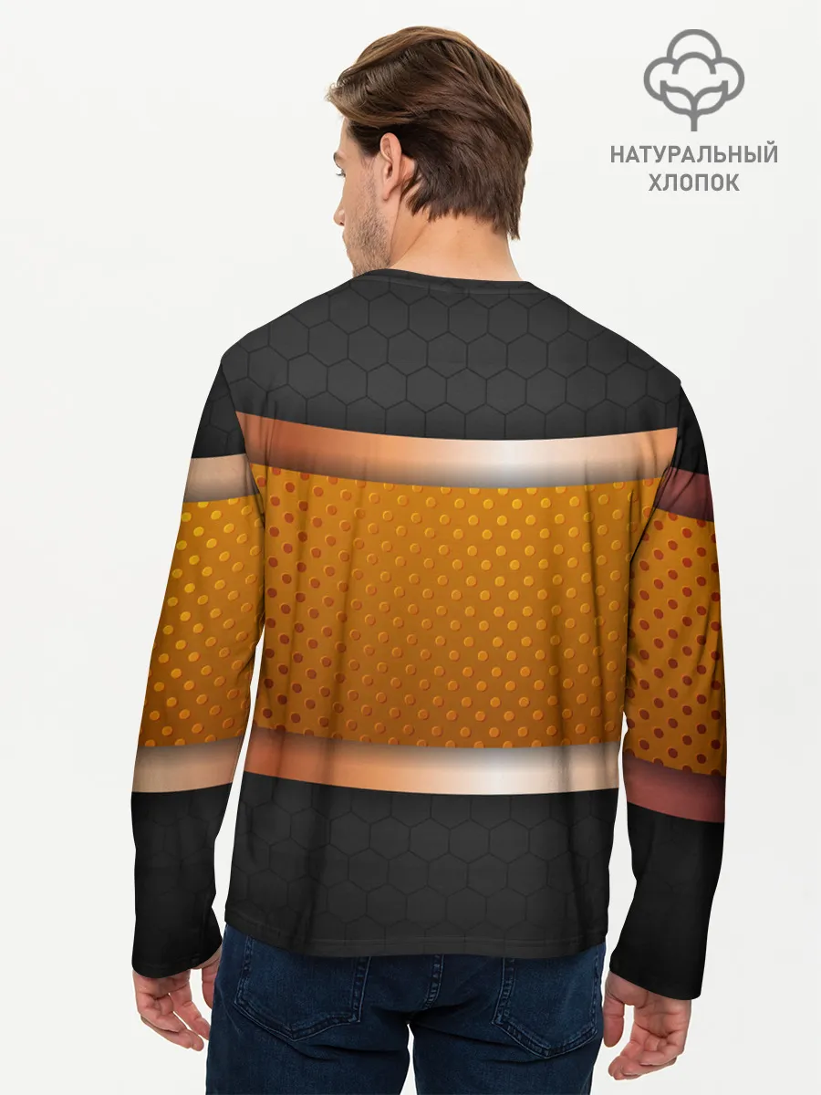 Мужской лонгслив базовый / 3d gold / black