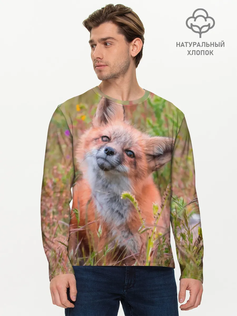 Мужской лонгслив базовый / Лисичка