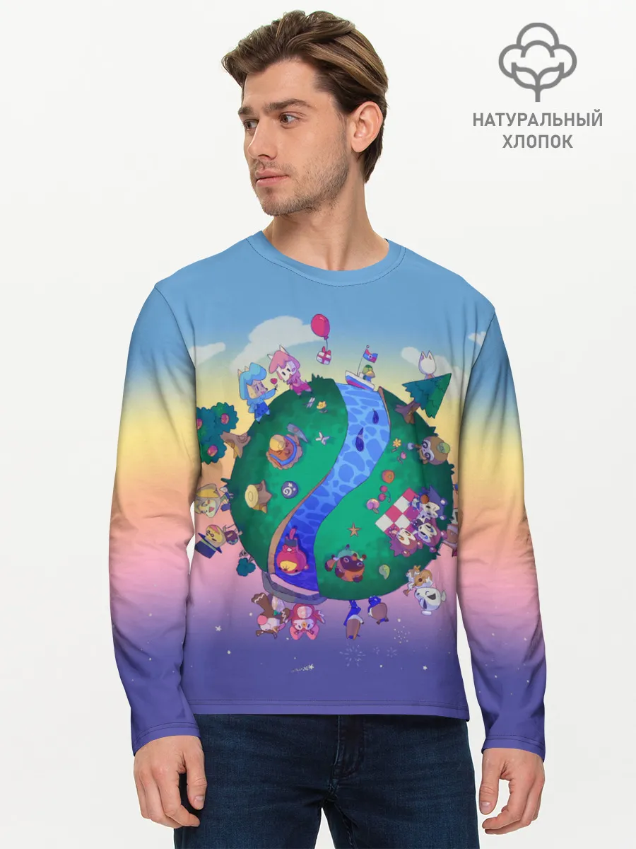 Мужской лонгслив базовый / Animal crossing world