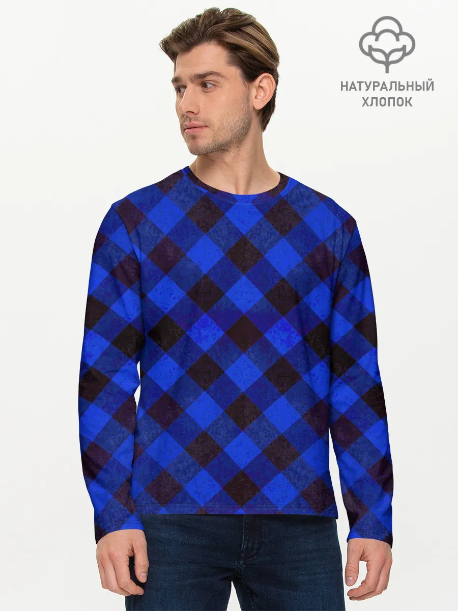 Мужской лонгслив базовый / В клетку