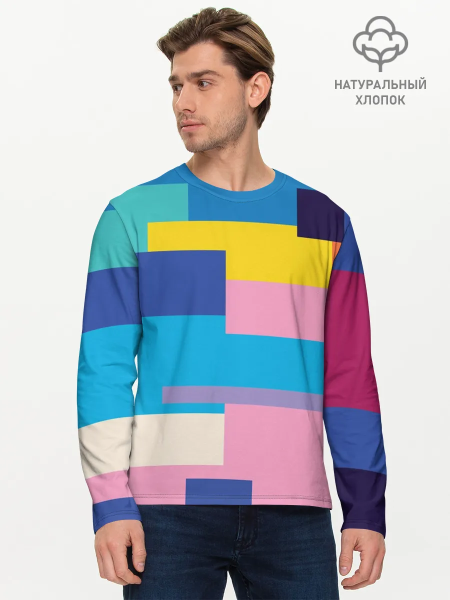 Мужской лонгслив базовый / Плавные узоры