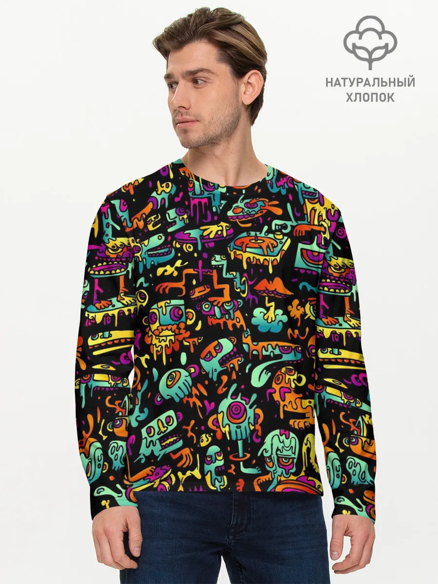 Мужской лонгслив базовый / Неоновый мир