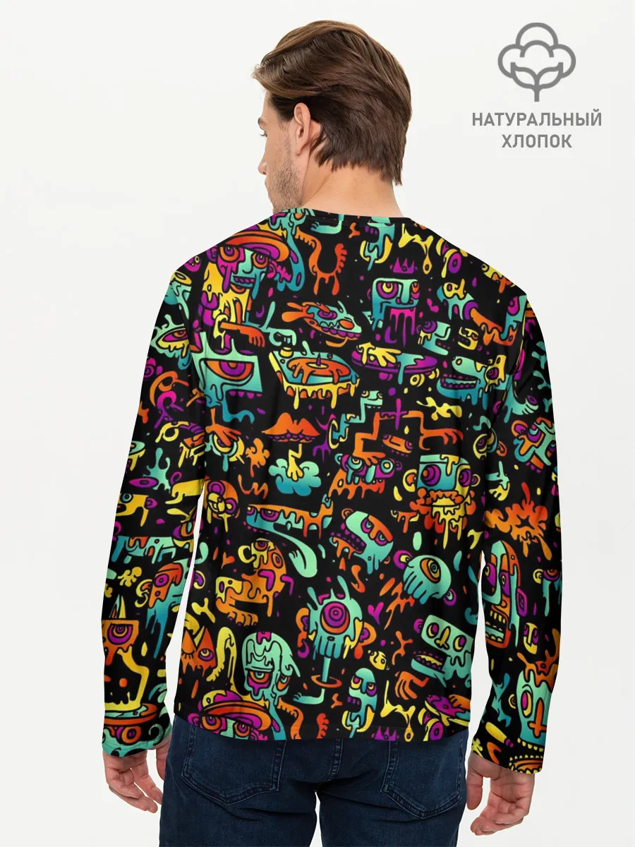 Мужской лонгслив базовый / Неоновый мир